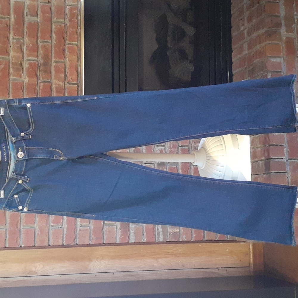 Rock & Republic Blue Flare Wide Leg Jeans with Turquoise Zipper